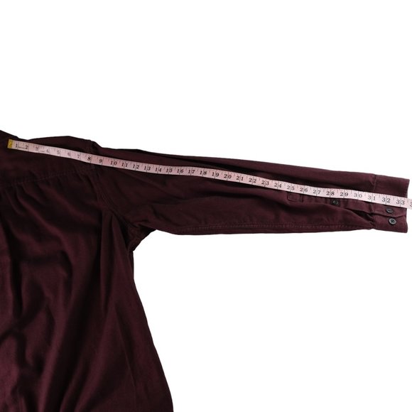 Eddie Bauer Mens XL Heavy Cotton Flannel Shirt Classic Fit Maroon Red Button Up - Picture 11 of 11
